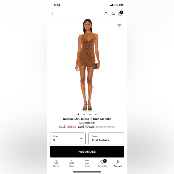 superdown Metallic Rust Ruched Mini Dress - Picture 2 of 4